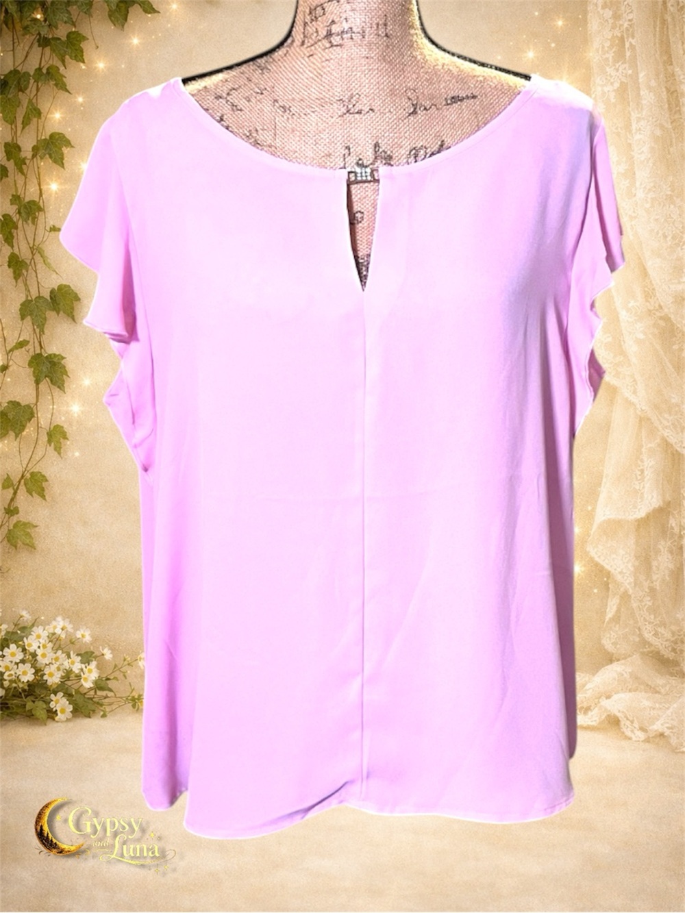 Counterparts Pink Ruffle Sleeve Women's Top XL